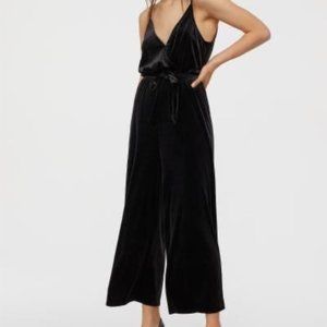 Black Velvet Wrap Jumpsuit